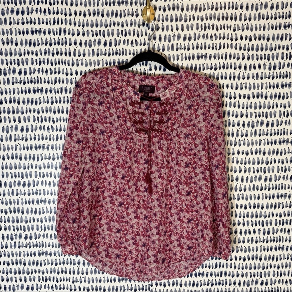 Liberty Art Fabrics for J. Crew RARE Silk Blend Popover Blouse #06919 sz 6 pink